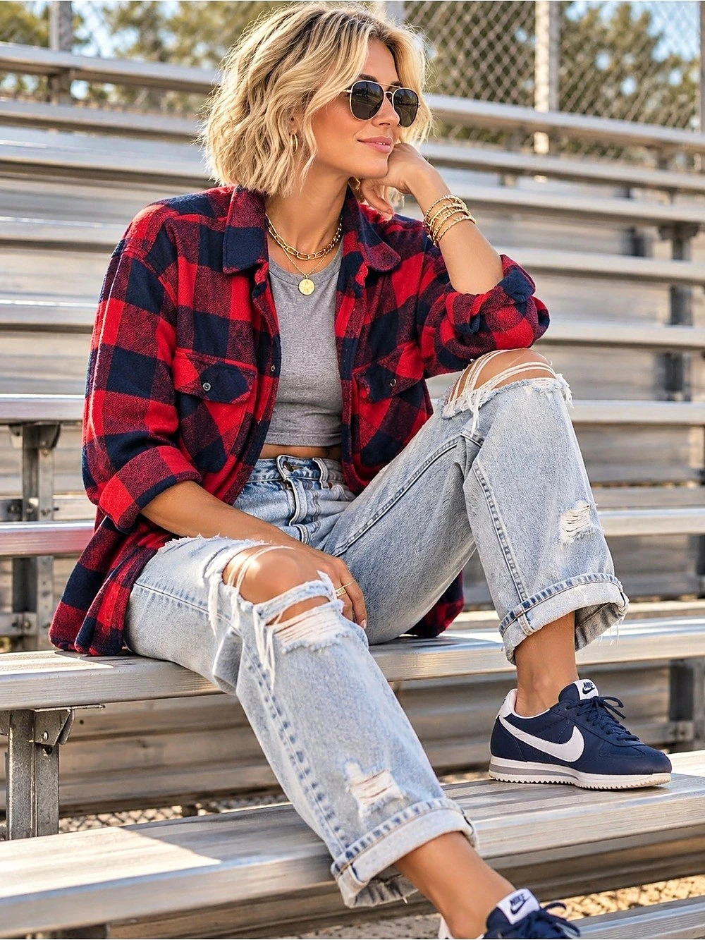 Like New Aerie Plaid Flannel Button Down-Medium